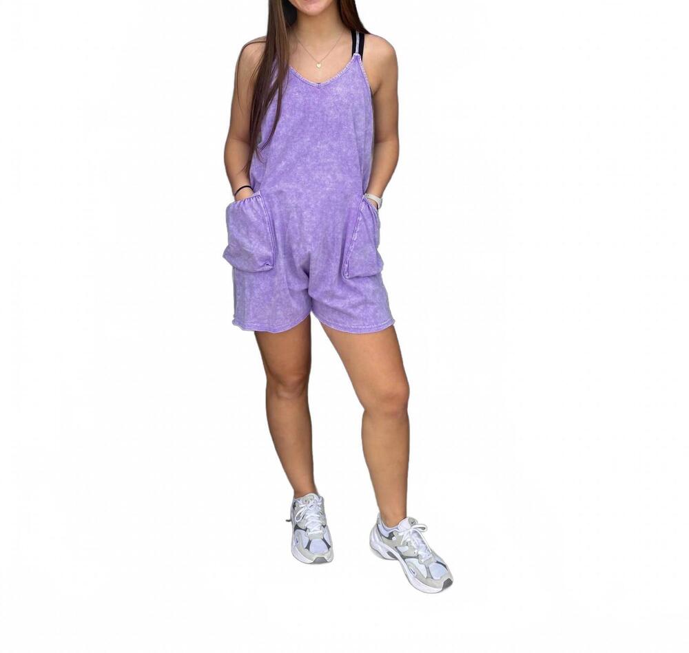 NEW ZENANA spaghetti strap romper in violet